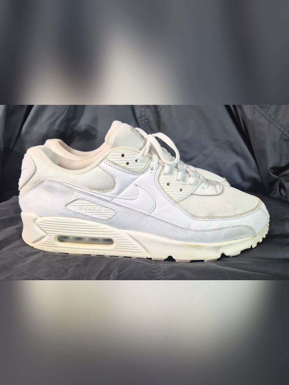 Men's Nike Air Max 90 Premium "White/Metallic Silver" Sneakers Sz. 14